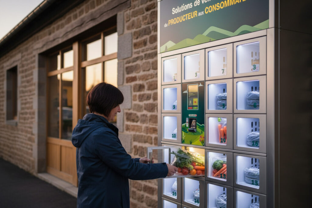 Retrait de produits frais dans un casier de vente directe