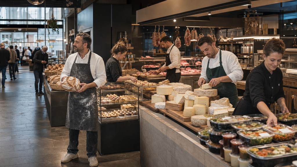 Marché artisanal - boulangerie, boucherie, traiteur, fromagerie