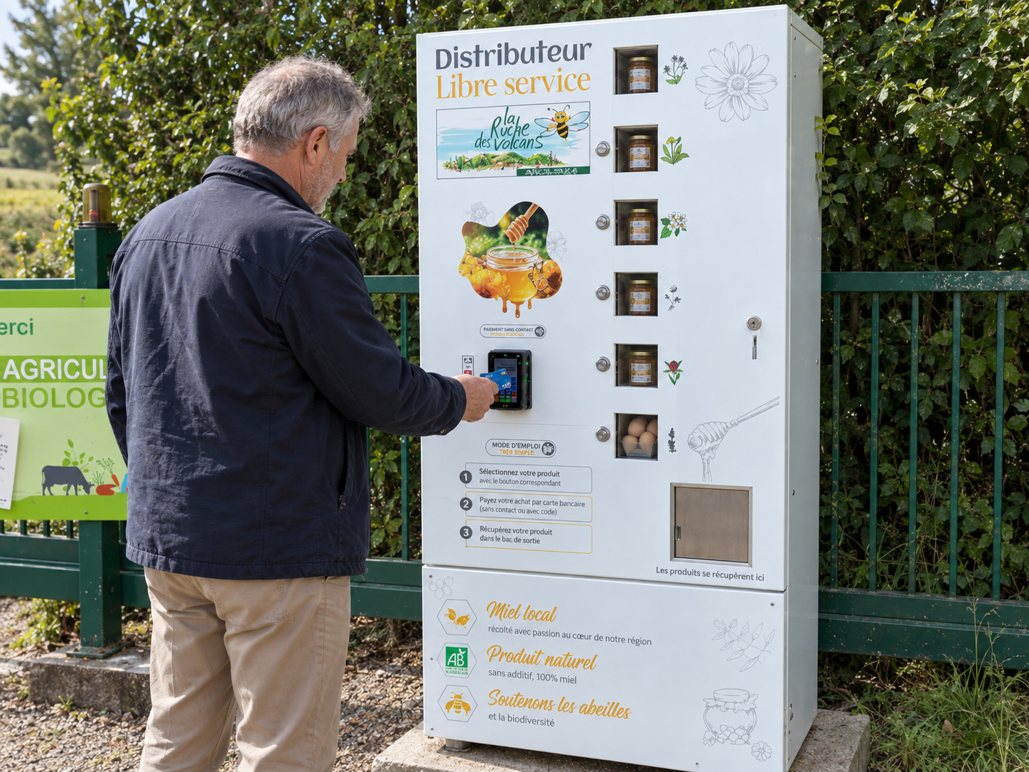 Client payant de façon autonome par carte bancaire sur un Distri’Pot / Œufs